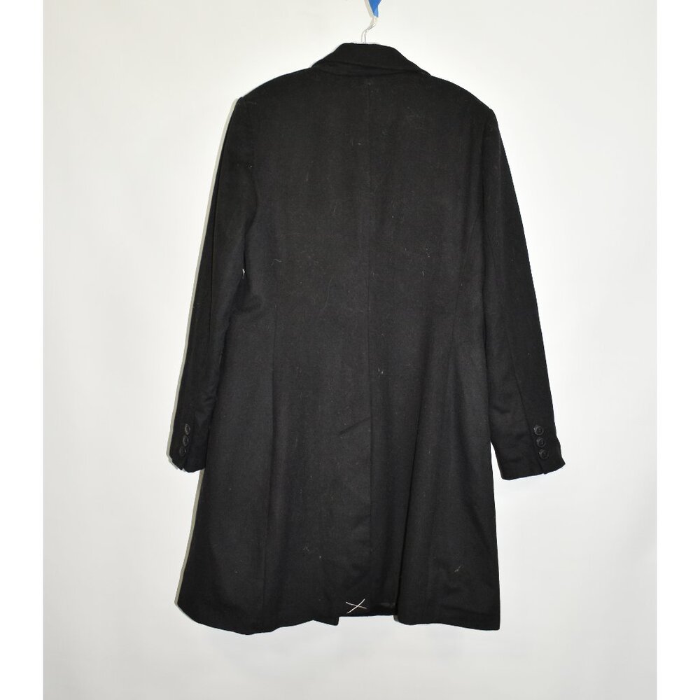 $320 HALOGEN TAILORED Wool Blend Topcoat TRENCH COAT WINTER WARM BLACK PLUS SIZE - Picture 7 of 9
